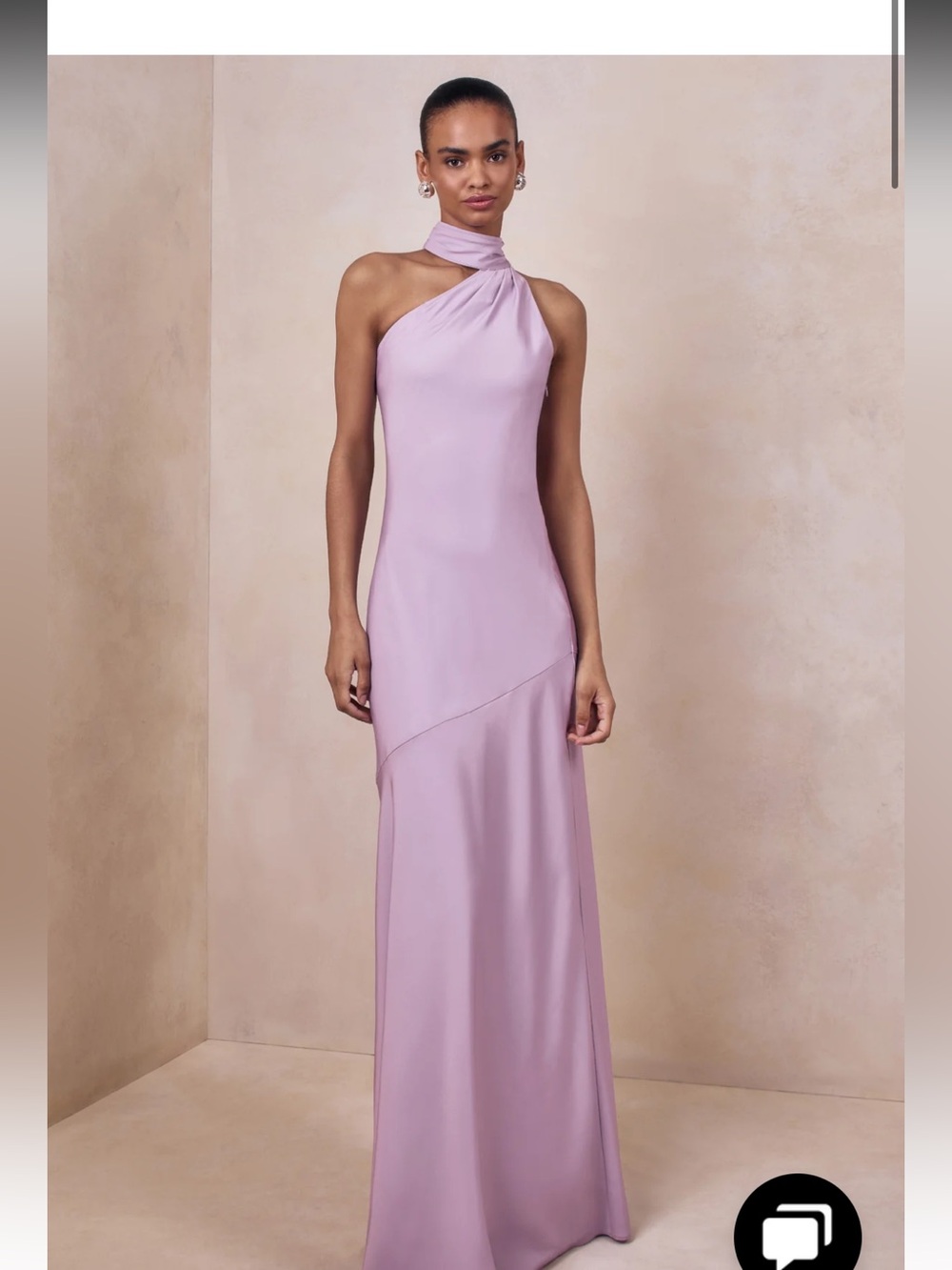 Club L London | Cara | Lilac Matte Satin High-Neck Maxi Dress | size 12 | New